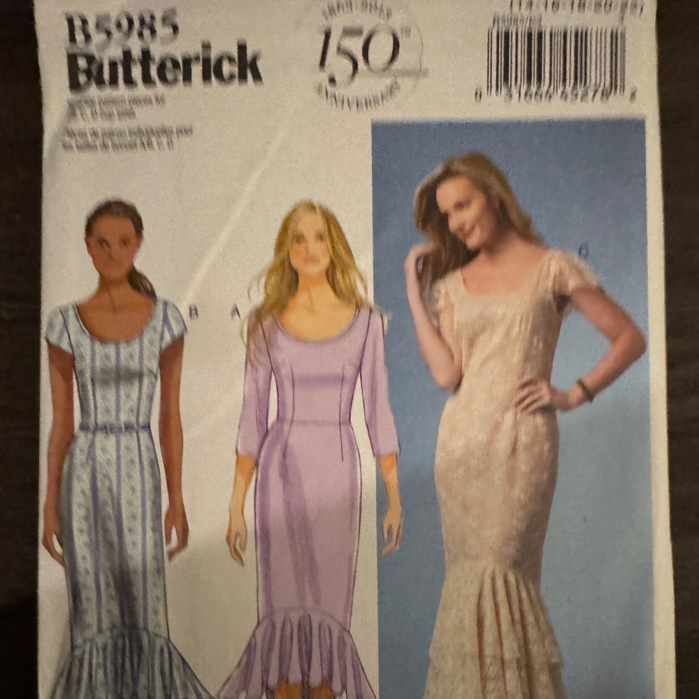 Butterick B5985 Sewing Pattern Misses Lined Dress Flounce Size 14-22 Uncut E5